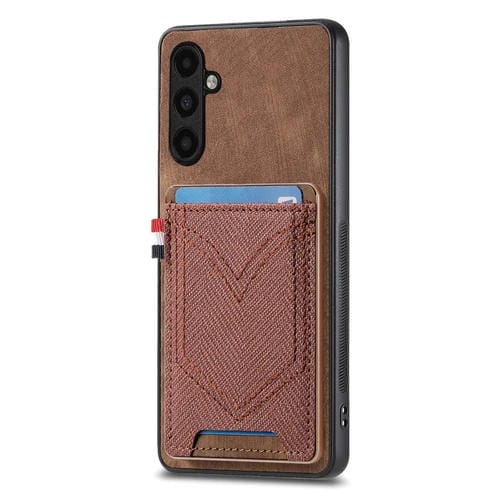 Funda para Teléfono Samsung Galaxy A54 5G Piel de Cuero Textura Vaquera Ranura para Tarjeta (Marrón)