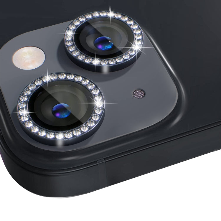 Protector de Lente de Cámara Northjo para iPhone 15/15 Plus Película de Anillo de Diamantes de Imitación Metal Vidrio Templado (Grafito) - MOVILSTORE