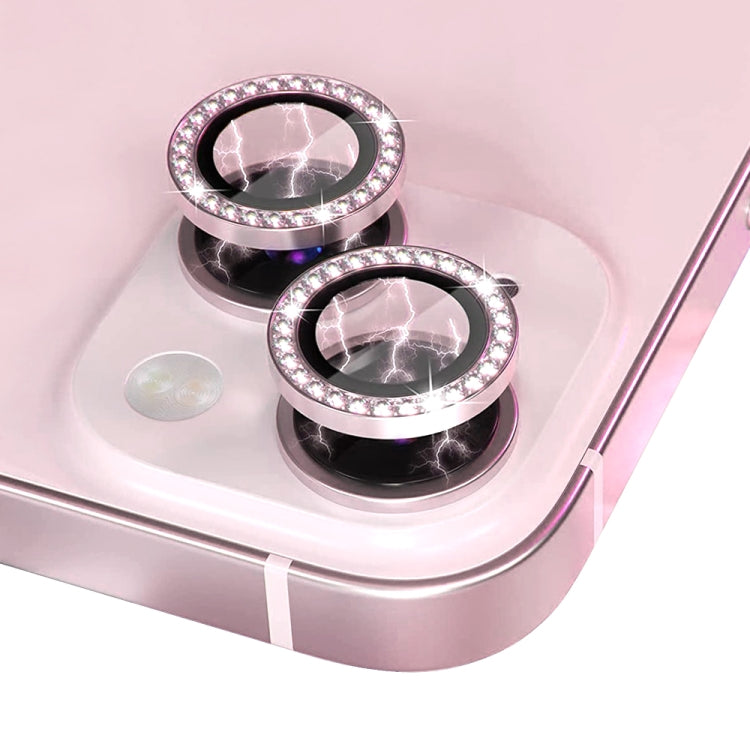 Protector de Lente de Cámara Northjo para iPhone 15/15 Plus Película Anillo Diamantes Metal Vidrio Templado (Rosa) - MOVILSTORE