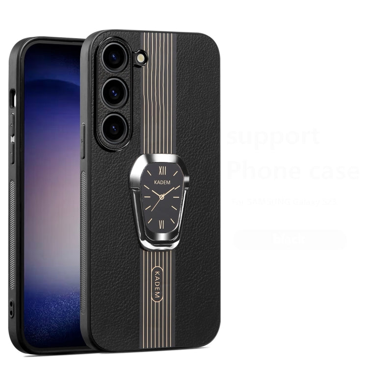Estuche Magnético para Teléfono Samsung Galaxy S23 + 5G con Parte Trasera de Cuero Litchi y Soporte (Negro)