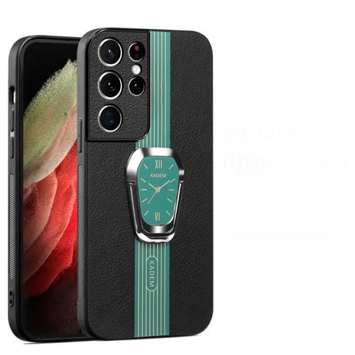 Estuche Magnético Samsung Galaxy S21 Ultra 5G Parte Trasera Cuero Litchi Soporte (Verde)