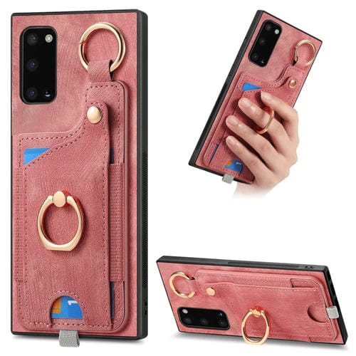 Funda para Teléfono Samsung Galaxy A21S con Bolsa para Tarjeta Anillo y Lazo para Colgar (Rosa)