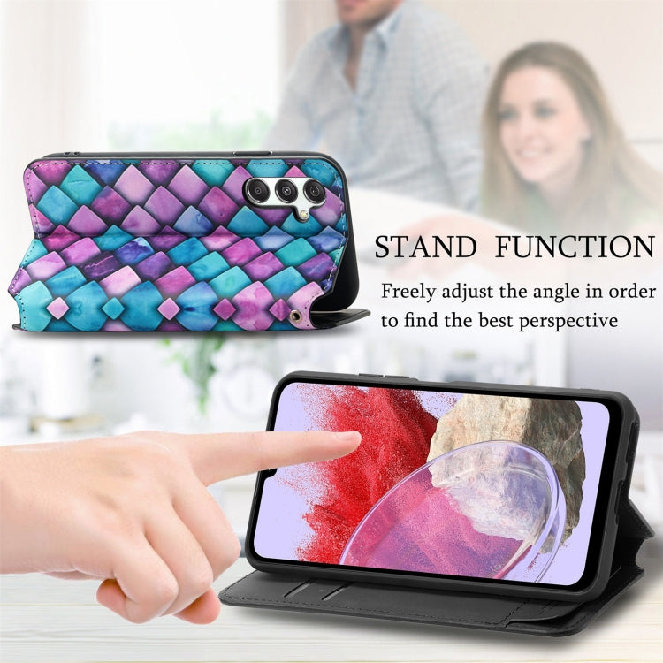 Funda para Samsung Galaxy M34 5G Caseneo Cuero Magnética Colorida (Escamas Moradas)