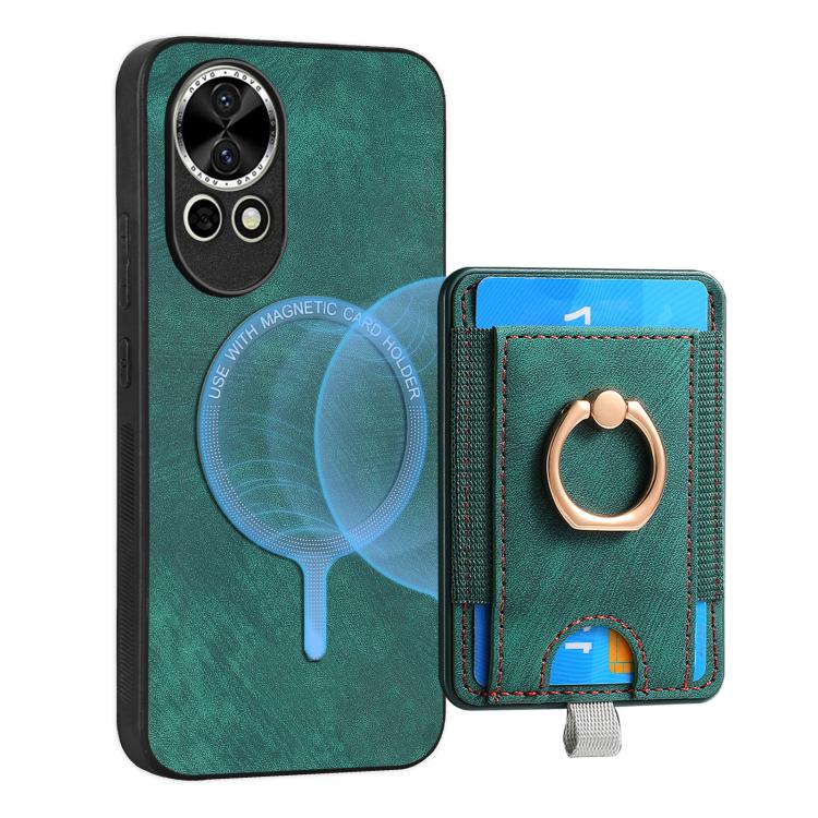 Funda de Cuero con Tarjetero Magnético Divisible para Huawei Nova 13 Pro (Verde)