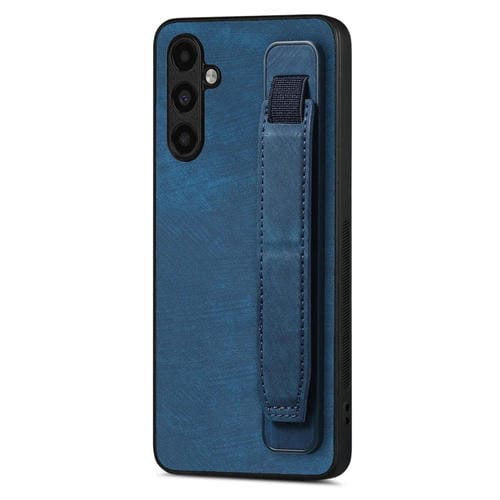 Funda para Samsung Galaxy A04S Retro con Soporte de Pulsera y Parte Trasera de Cuero (Azul)