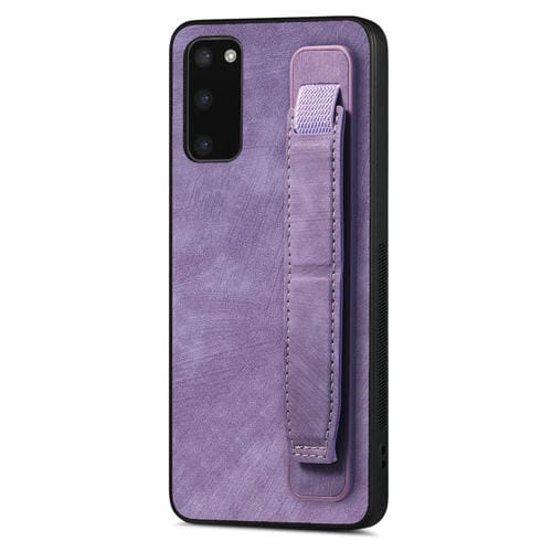 Funda Trasera para Samsung Galaxy S20 Cuero con Soporte para Pulsera Retro (Púrpura)