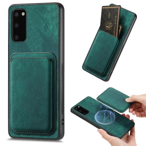 Funda de Teléfono Samsung Galaxy S20 Magnética con Bolso de Tarjeta de Cuero Retro (Verde)