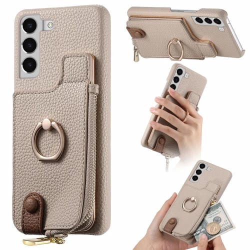 Funda para Teléfono Samsung Galaxy S22 + 5G Litchi Leather Oil Edge Ring Zipper Wallet (Blanco)