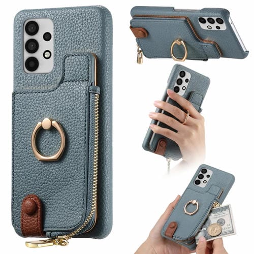 Funda para Teléfono Samsung Galaxy A53 5G Litchi Leather Oil Edge Ring Zipper Wallet Back (Azul)