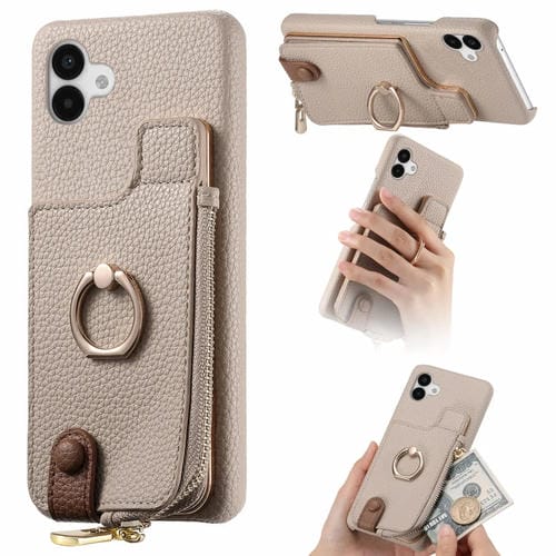 Funda para Teléfono Samsung Galaxy A04 Litchi Leather Oil Edge Ring Zipper Wallet Back (Blanco)