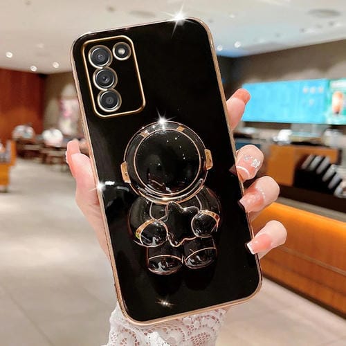 Estuche para Teléfono Samsung Galaxy A02S Eu Embrace Stars con Soporte Astronauta Galvanizado (Negro)