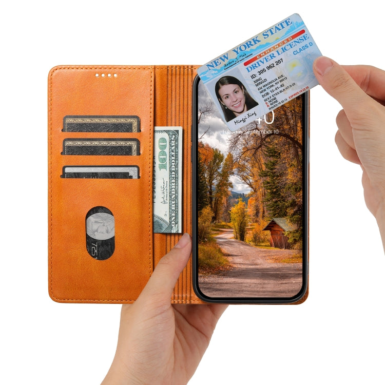 Funda para Samsung Galaxy S22 + 5G Suteni J02 Cuero con Billetera de Cera de Aceite (Caqui)