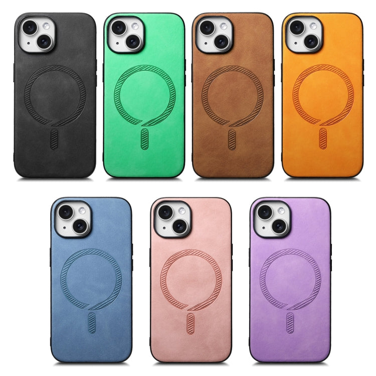 Funda para iPhone 16E con Tapa Trasera de PU Magsafe Color Sólido (Amarilla)