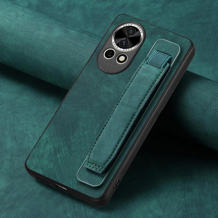 Funda de Cuero con Correa para la Muñeca Huawei Nova 13 Pro (Verde)