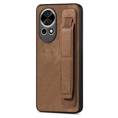 Funda de Cuero con Correa para la Muñeca Huawei Nova 13 Pro (Marrón)