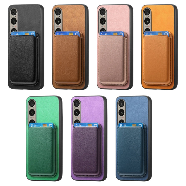 Funda para Teléfono Sony Xperia 10 Vi Retro Magsafe Card Bag Pu con Tapa Trasera (Morado)