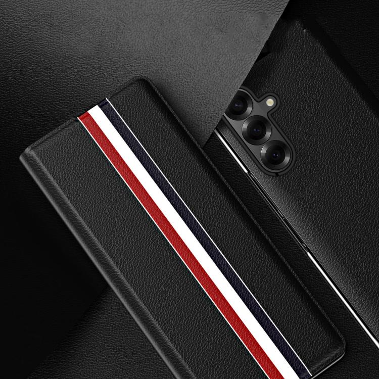 Funda trasera de PU con textura de lichi para Samsung Galaxy Z Fold7 5G con soporte (verde)