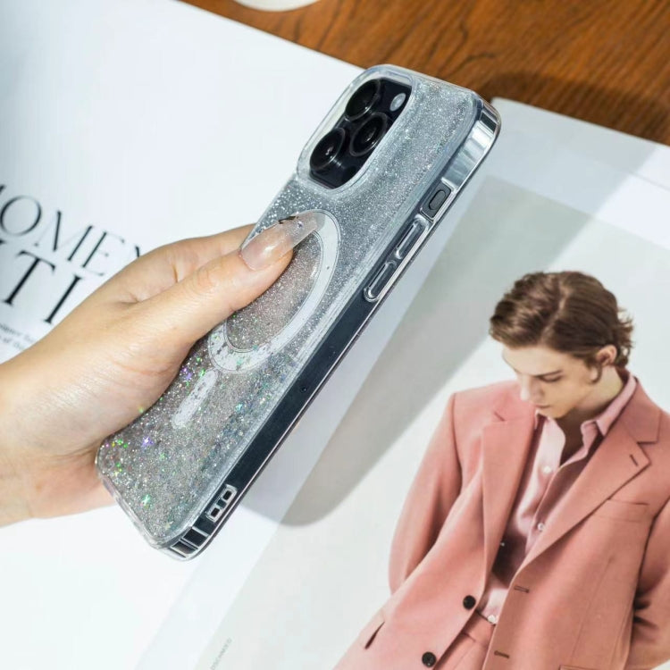 Funda MagSafe con purpurina y estrellas para iPhone 16e (rosa degradado)