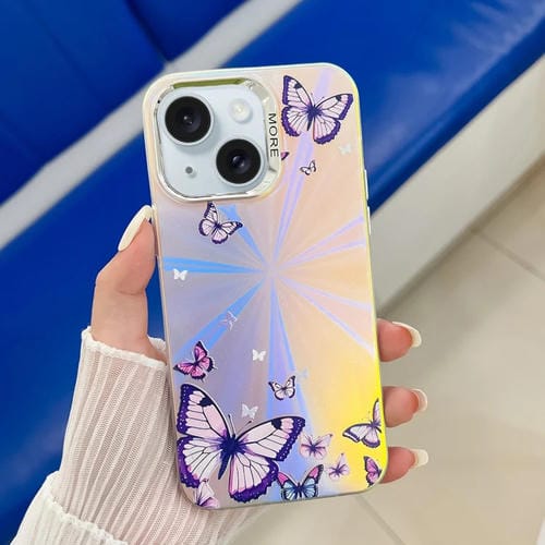 Estuche para Teléfono iPhone 15 Mariposa Láser de Galvanoplastia (Ab3) - MOVILSTORE