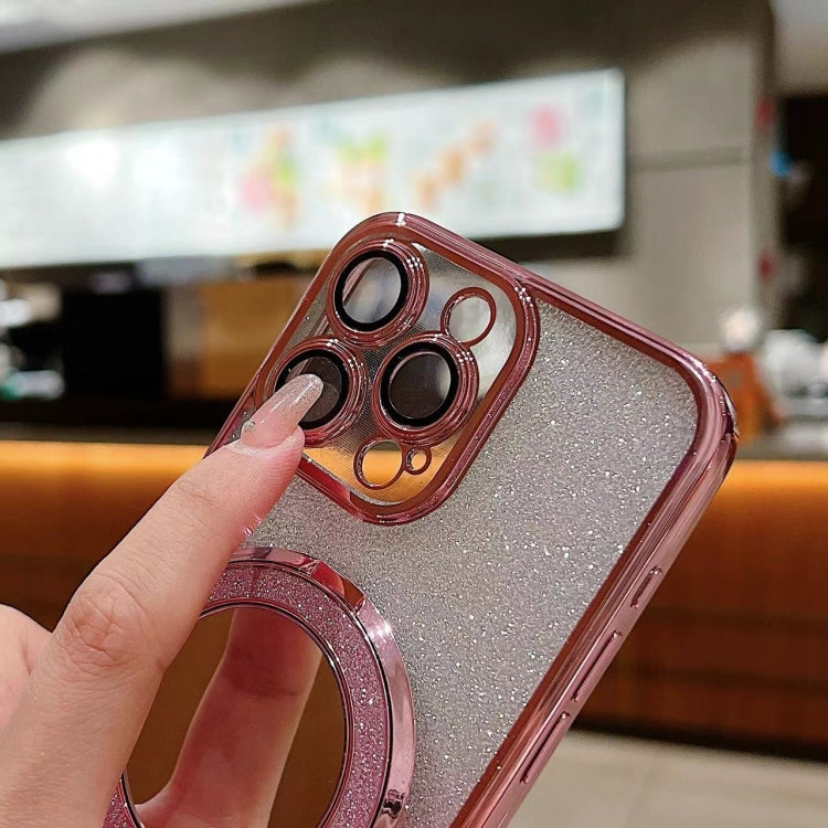 Funda para Teléfono iPhone 15 Magsafe con Soporte Espejo Plateado y Brillo Degradado (Dorado) - MOVILSTORE