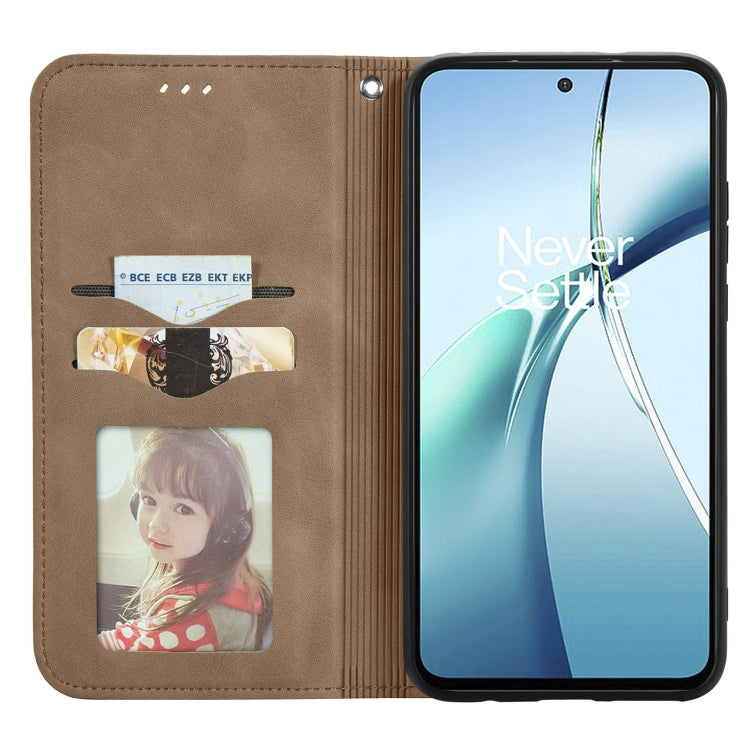 Funda de Cuero para OnePlus Ace 3 Pro con Tapa Magnética y Tacto Retro (Marrón)