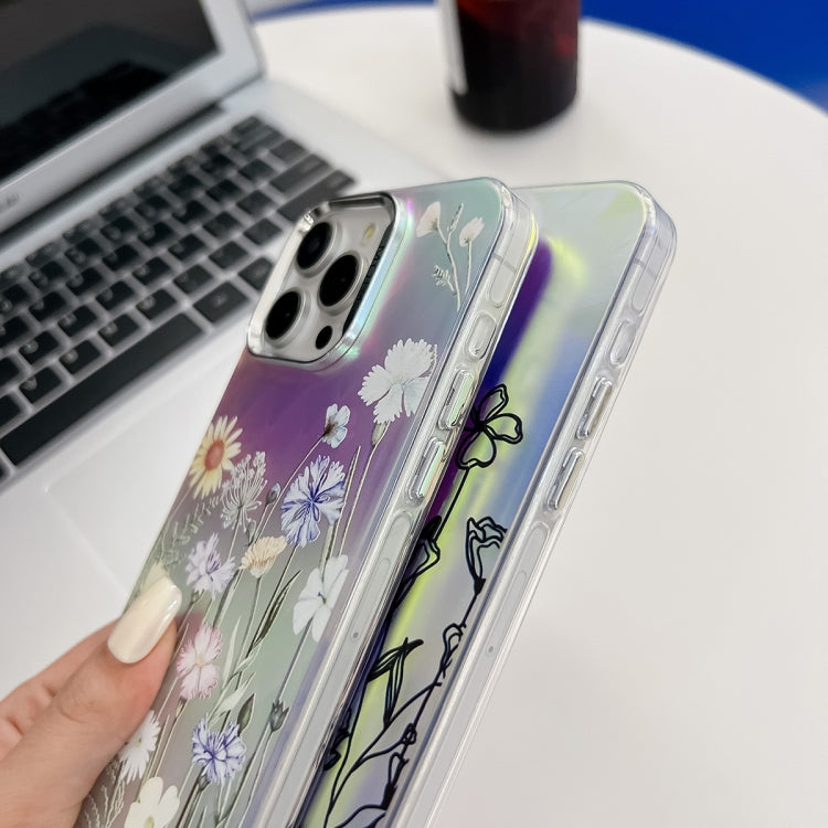 Funda TPU con Textura de Flor Láser Galvanizado para iPhone 15 (Rosa) - MOVILSTORE