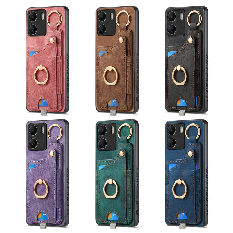 Funda para Redmi Turbo 4 Pro con diseño retro de piel sintética, con anillo y asa para colgar (rosa)