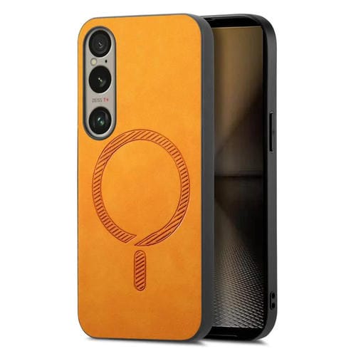 Funda Trasera Magnética de PU para Sony Xperia 1 Vi Retro Magsafe (Amarilla)