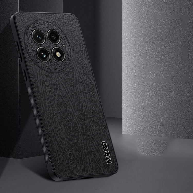 Funda para Teléfono OnePlus 13 a Prueba de Golpes de Cuero con Corteza de Árbol (Gris)