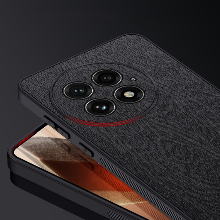 Funda para Teléfono OnePlus 13 a Prueba de Golpes de Cuero con Corteza de Árbol (Gris)