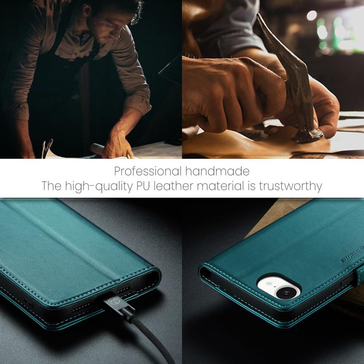 Funda para iPhone 16E Caseme 023 con Hebilla de Mariposa Textura de Lichi Antirrobo Rfid (Verde)