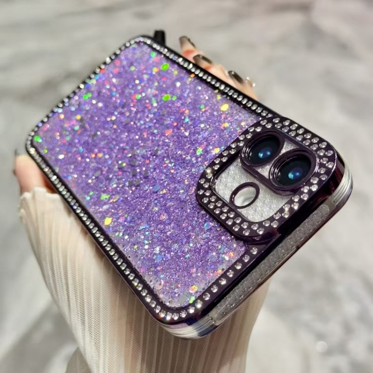 Funda de TPU con lentejuelas y diamantes brillantes para iPhone 16e (rosa)