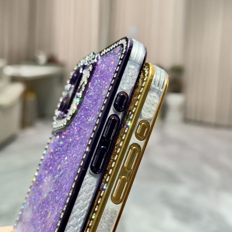 Funda de TPU con lentejuelas y diamantes brillantes para iPhone 16e (morado)