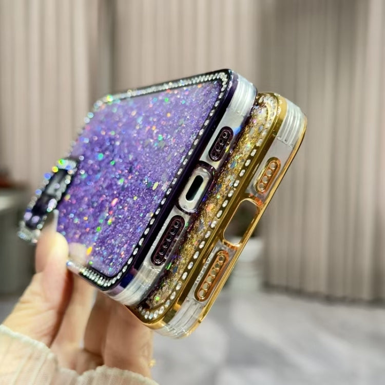 Funda de TPU con lentejuelas y diamantes brillantes para iPhone 16e (rosa)