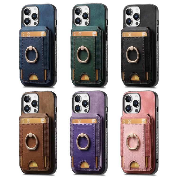 Funda de Cuero para iPhone 16E con Soporte Magnético Divisible y Estilo Retro (Morado)