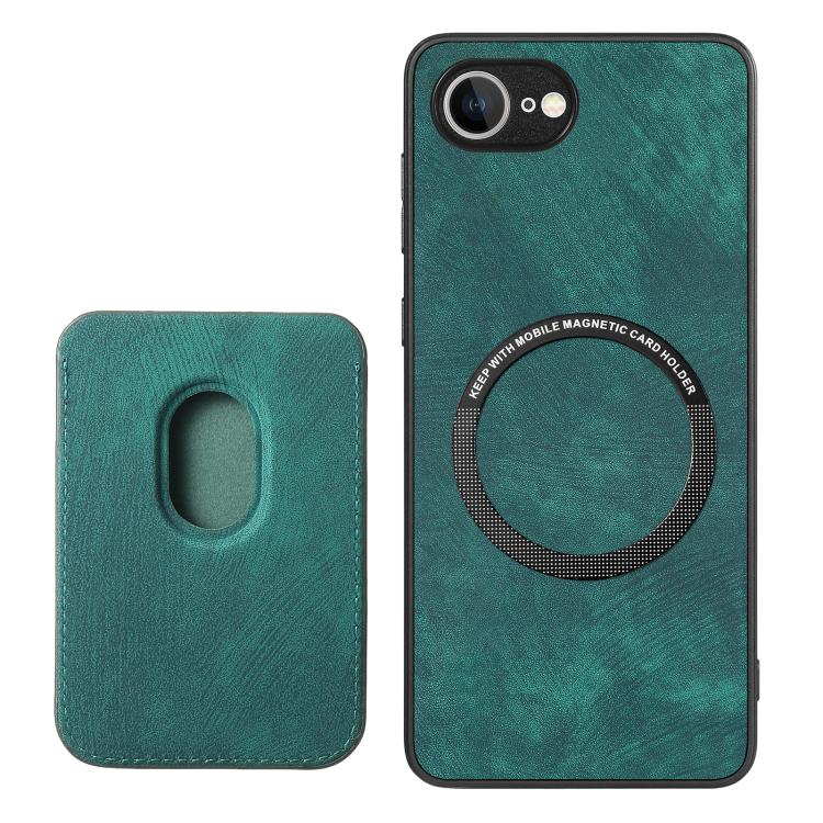 Funda Magnética para Teléfono iPhone 16E Cuero Retro TaRJetero (Verde)