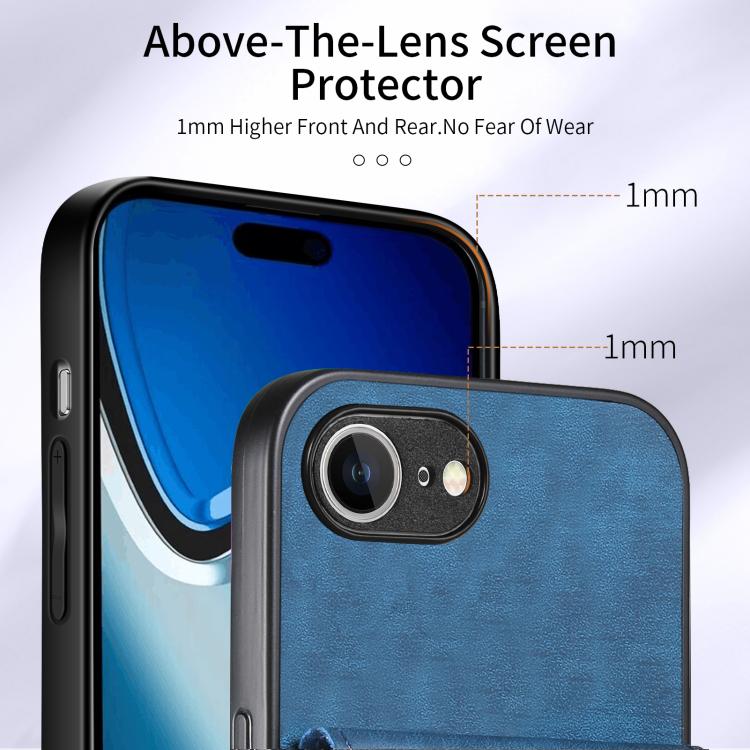 Funda de Cuero Plegable Tipo Billetera para iPhone 16E con Tarjetero y Correa (Azul)