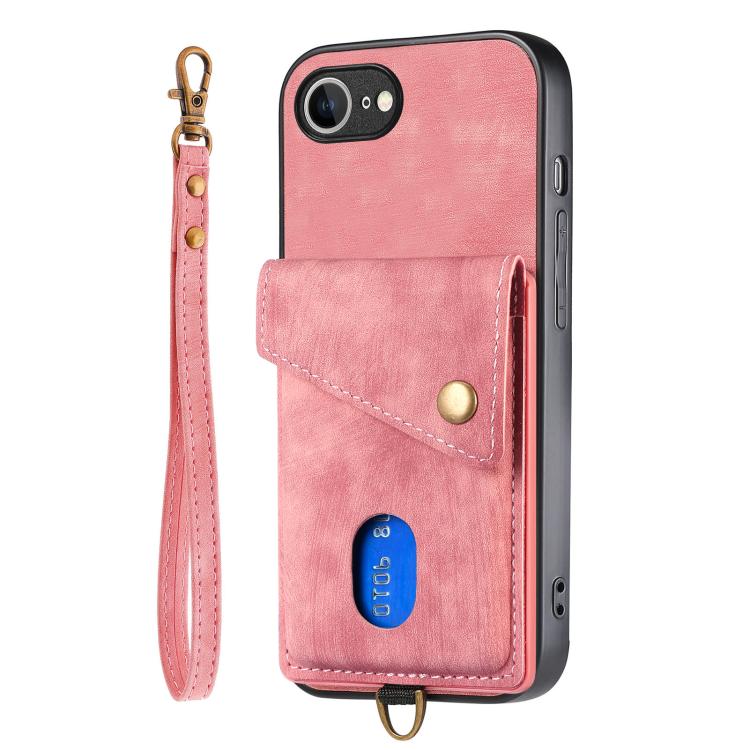 Funda Plegable Tipo Billetera Cuero para iPhone 16E (Rosa)