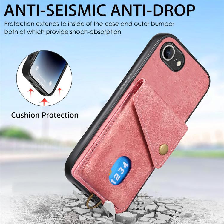 Funda Plegable Tipo Billetera Cuero para iPhone 16E (Rosa)