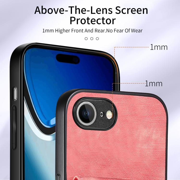 Funda Plegable Tipo Billetera Cuero para iPhone 16E (Rosa)