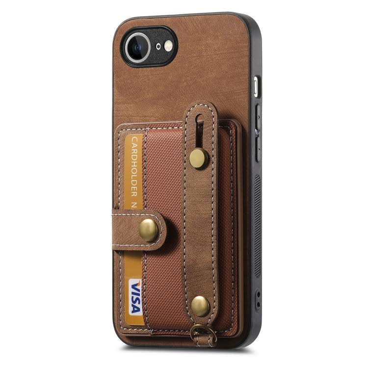 Funda Tipo Billetera Cuero con Correa Cruzada para iPhone 16E (Marrón)