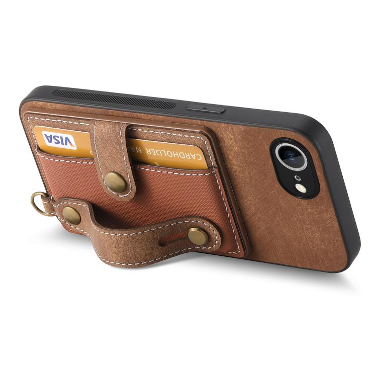 Funda Tipo Billetera Cuero con Correa Cruzada para iPhone 16E (Marrón)