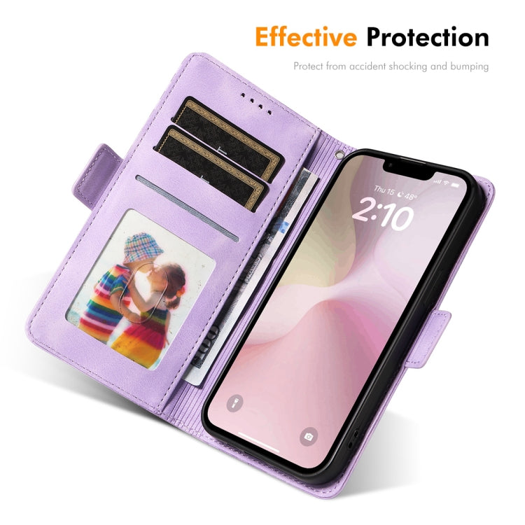 Funda de Cuero Enkay para iPhone 16E con Estampado de Rombos y Estrellas y Película Protectora (Negra)