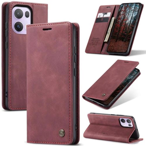 Funda de Cuero con Tapa Horizontal Multifuncional para Oppo Reno13 Pro Global Caseme 013 (Roja)