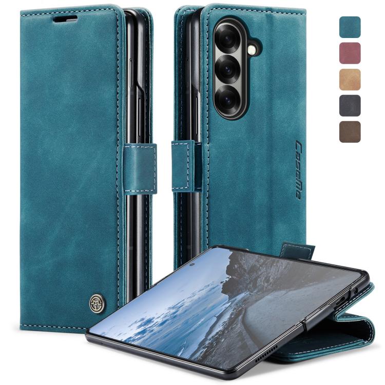 Funda de cuero con tapa horizontal multifuncional CaseMe 013 para Samsung Galaxy Z Fold7 (azul)