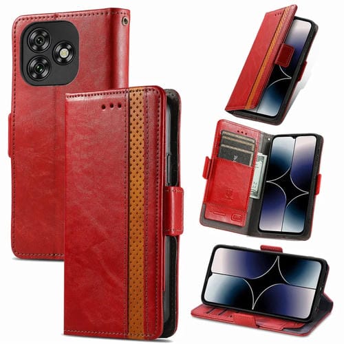 Funda de Cuero con Hebilla Magnética Doble para Teléfono Oukitel C53 (Rojo)