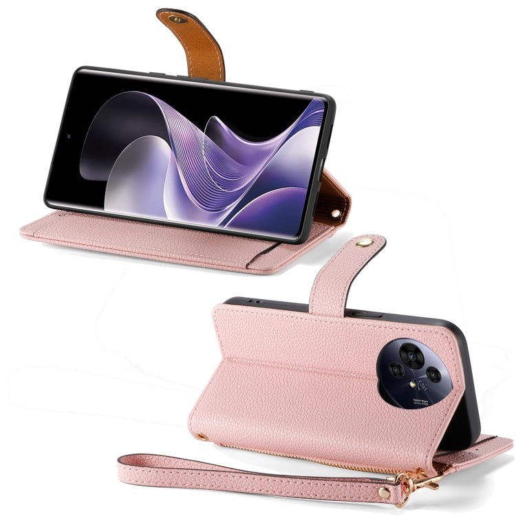 Funda de Cuero Nxtpaper Love para TCL 50 Pro con Cordón y Cremallera (Rosa)