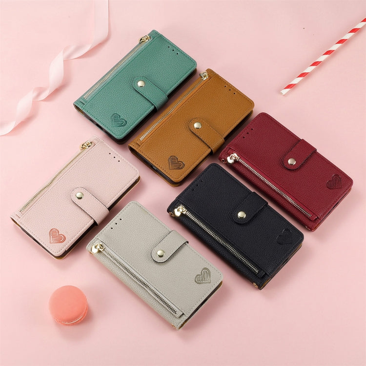 Funda de Cuero Nxtpaper Love para TCL 50 Pro con Cordón y Cremallera (Gris)