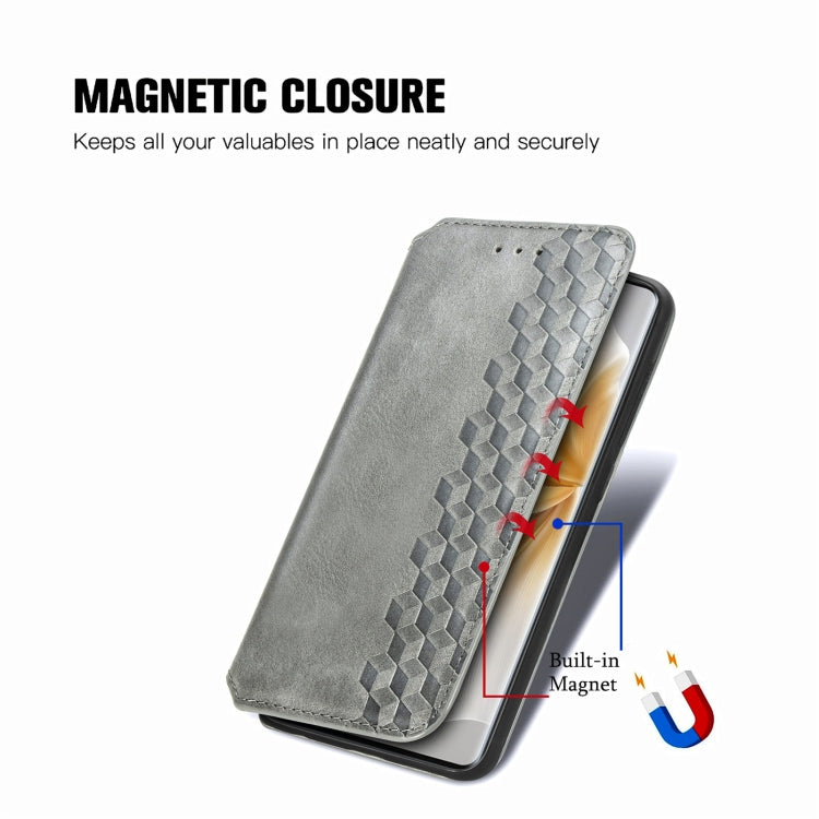 Funda de Cuero Magnética con Rejilla Cúbica para TCL 50 5G (Gris)
