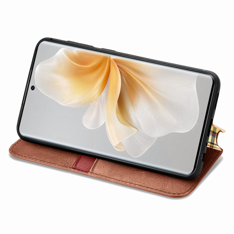 Funda de Cuero Magnética Prensada Nxtpaper para TCL 50 Pro (Marrón)